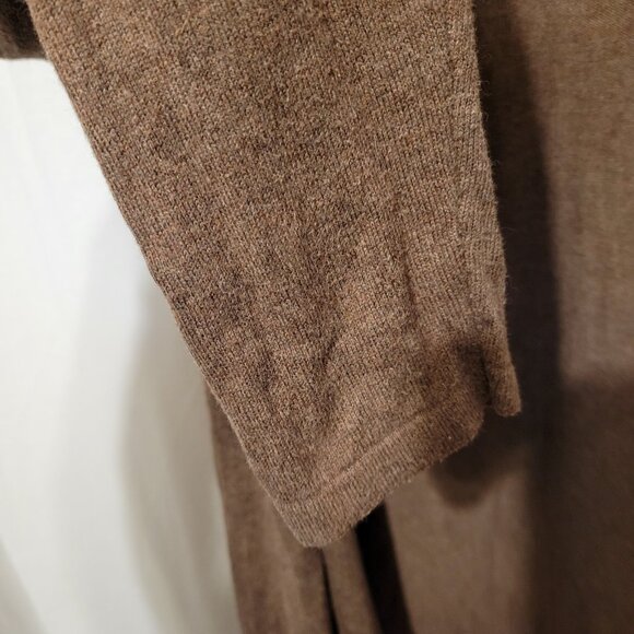 Laura Scott Cardigan Waterfall Open Brown Retro Medium Neutral Earthy Knit BOHO - Picture 3 of 9
